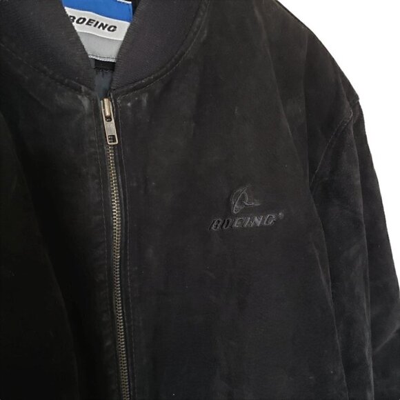 BOEING black suede aviator bomber jacket men's size L - Picture 4 of 15